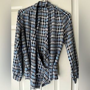 Chase Bank Lands End Stylish Black and Blue Women's Blouse